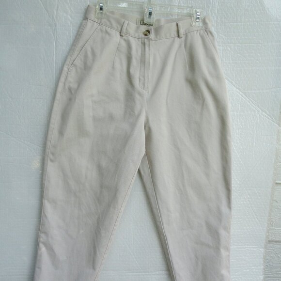 2 for $15 LL Bean Original Fit Straight Leg Beige Pants Women's Size 8P Petite - Picture 1 of 8